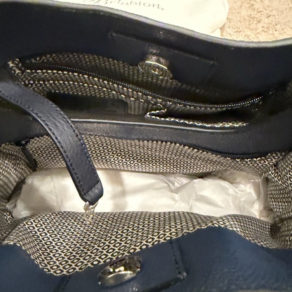 Brighton Navy Blue Leather Women's Tote Interlok - Picture 6 of 7